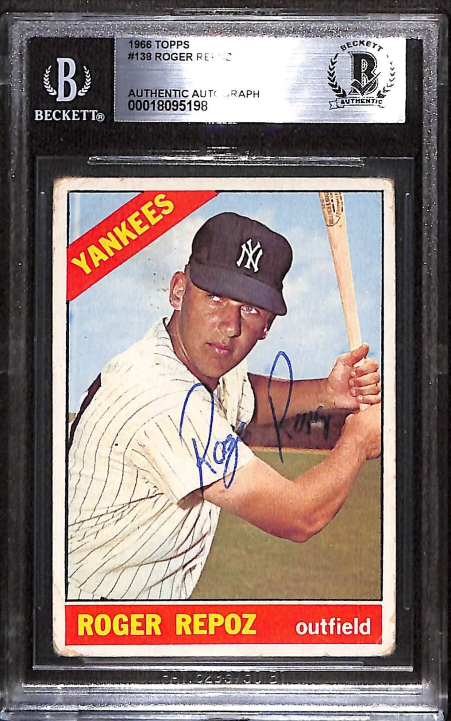 1966 Topps 138 Roger Repoz RC BGS Auto Autographed BAS Authentic C99606
