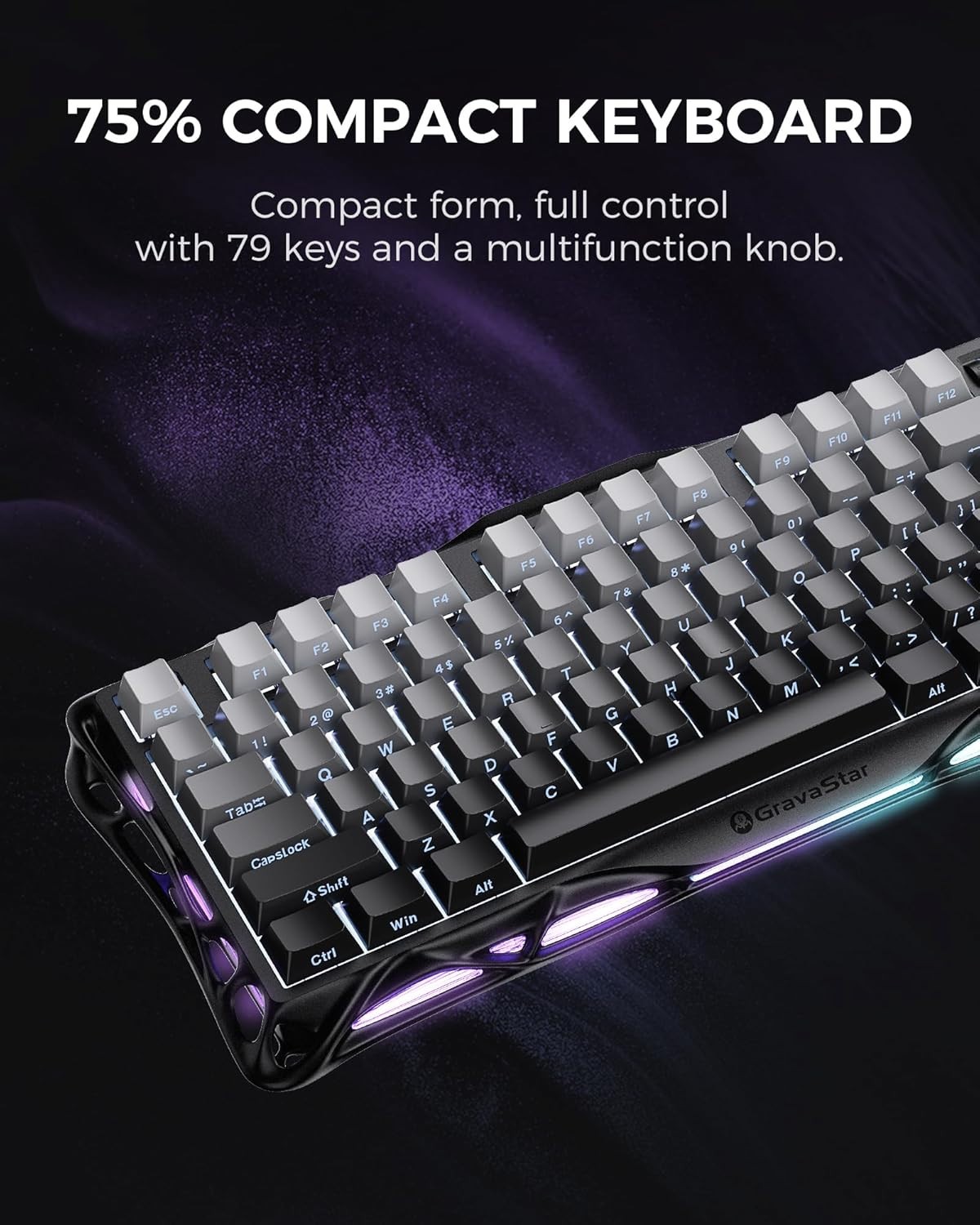 GravaStar Mercury K1 75% Gradient Black Wireless Mech Keyboard