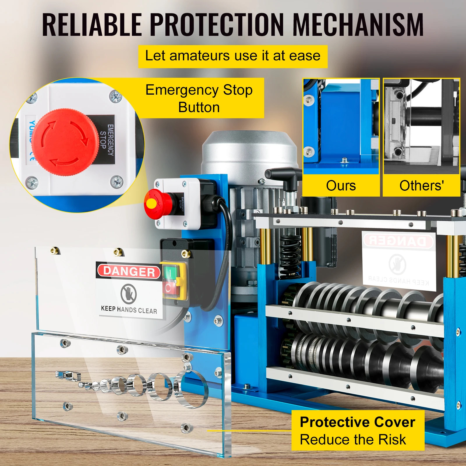 Electric Wire Stripping Machine Cable Stripper 1.5-38mm 11 Channels W/Blade