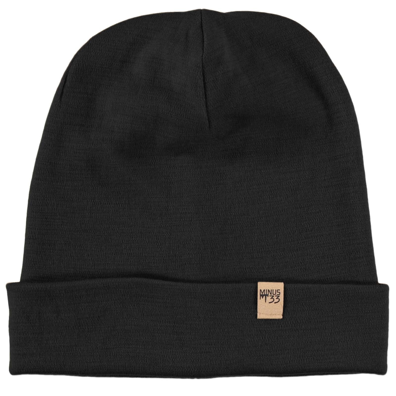 100% Merino Wool Cuff Beanie - Mens & Womens Warm Winter Hat One Size, Black