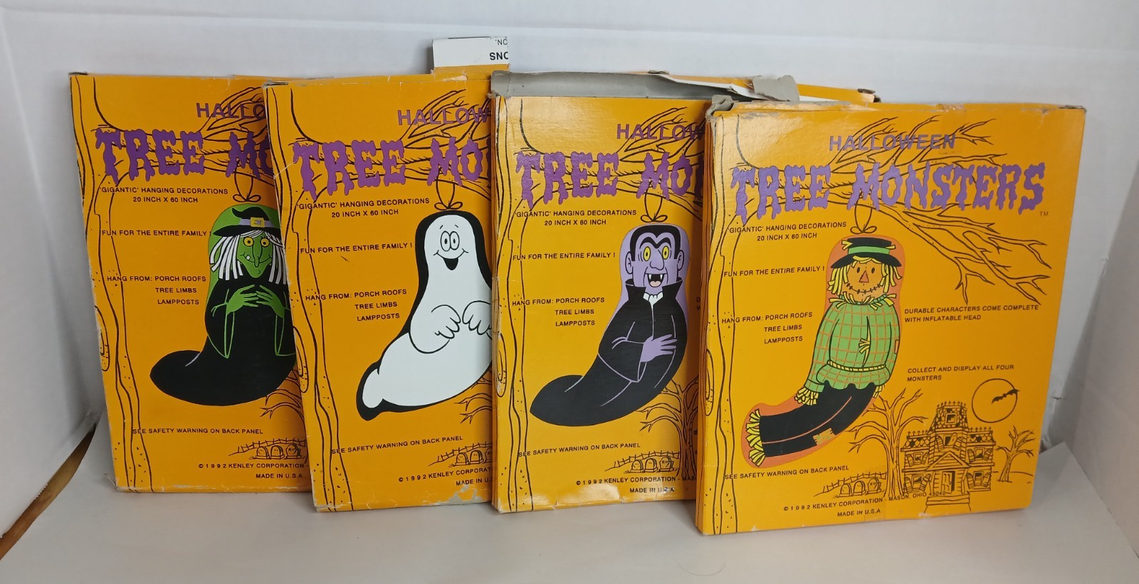 Rare Vintage 1992 Halloween Tree Monsters Complete Set of 4 Hanging Decor NEW