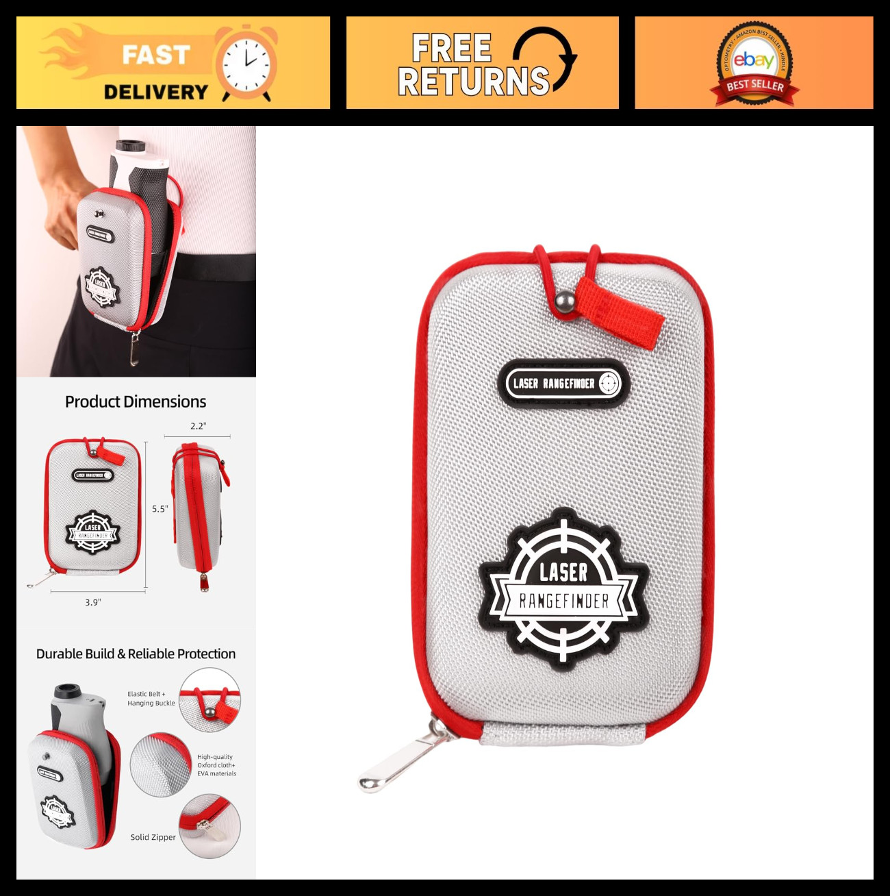 Universal Golf Range Finder Hard Case - Shockproof, Anti-Scratch Pouch for All M