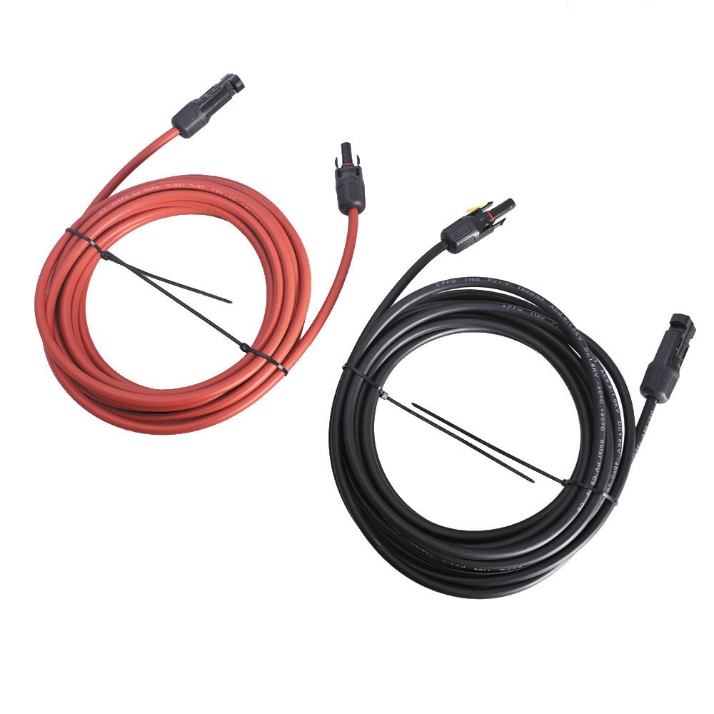 25 FT Black + Red 12AWG Solar Panel Extension Cable Wire Connector 1 Pair