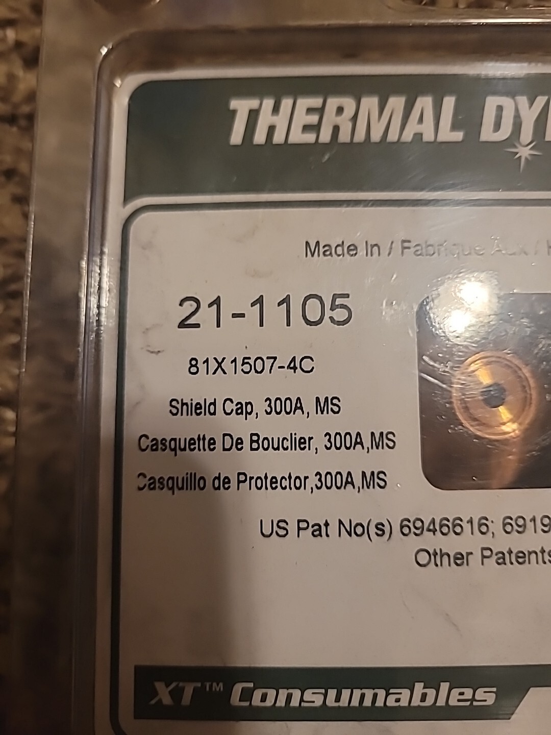 Thermal Dynamics 21-1105 Shield Cap 300A Ms