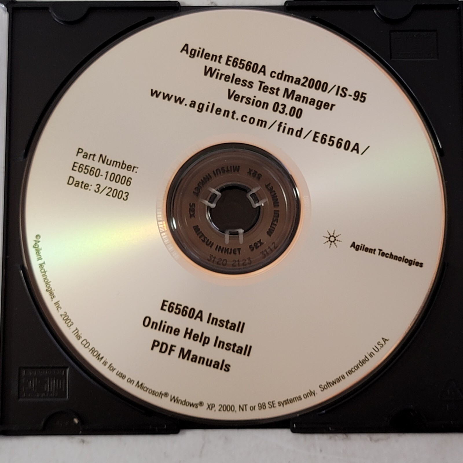 Agilent E6560A cdma2000/IS-95 Wireless Test Manager Version 3.00 Install And PDF