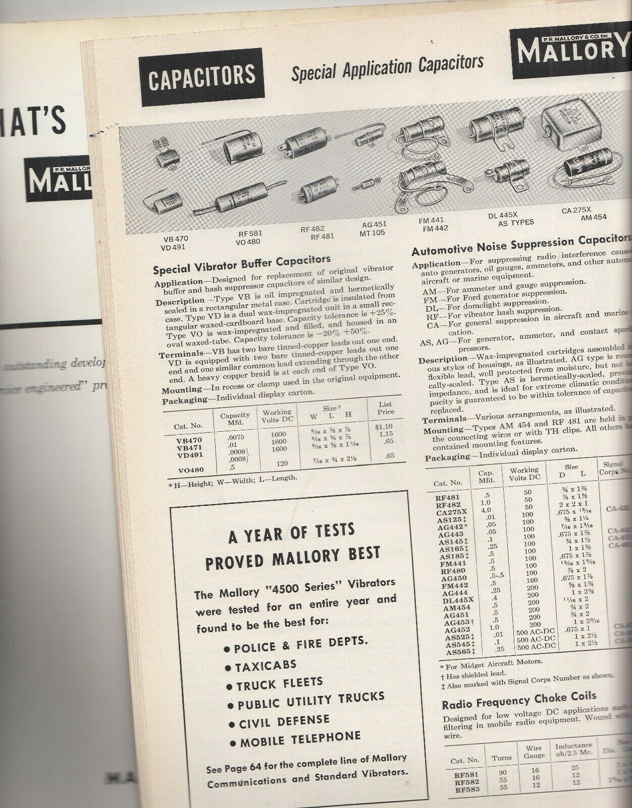 Vintage Mallory Precision Electronic Components Capacitor Catalog`1955-1956