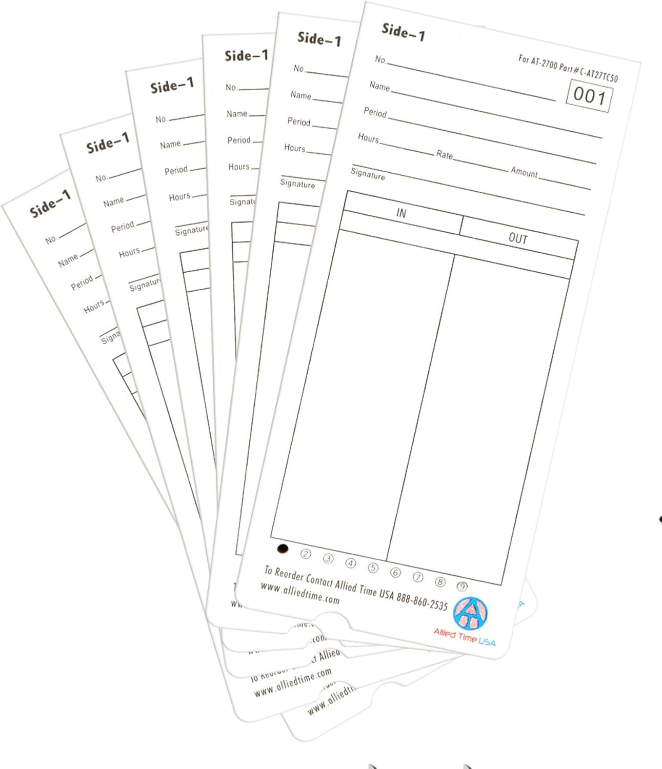 Genuine AT-2700 Time Cards, 4-Packs of 50Ea