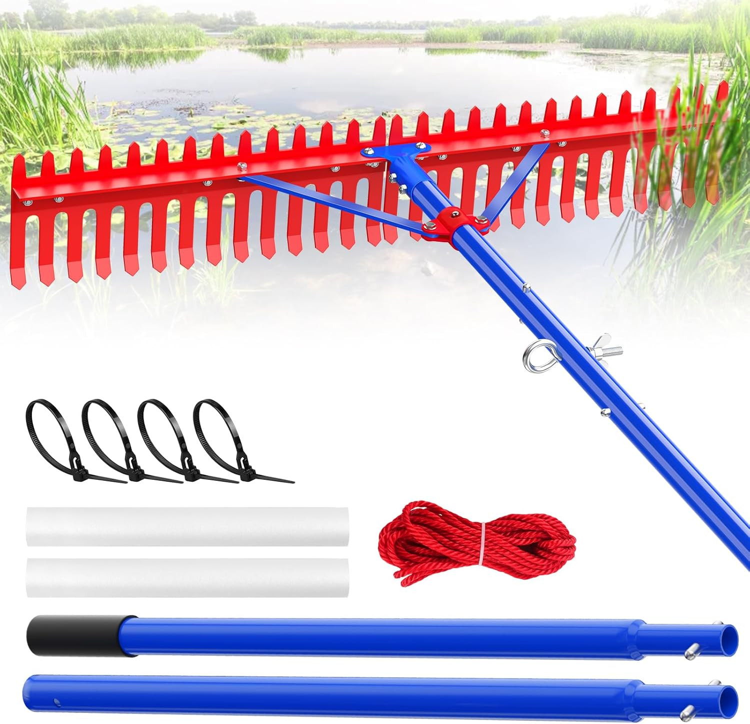 Lake Rake Pond Rakes Aquatic Weed Rakes,Weeds Rake for Pond or Lake with 7" Meta