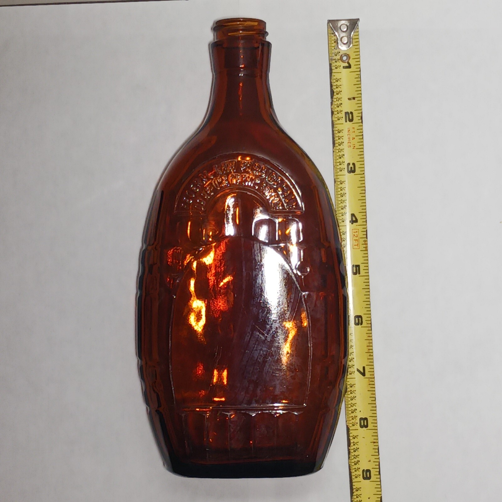 Amber Glass Bottle Vintage Embossed Federal Law Forbids Sale Or Reuse