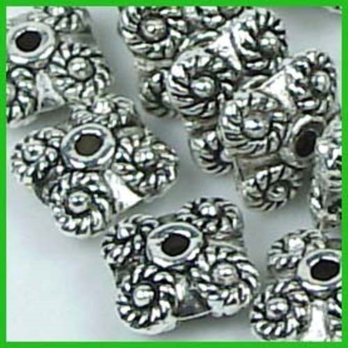 15 Antique Silver Pewter Square Saucer Rondelle beads