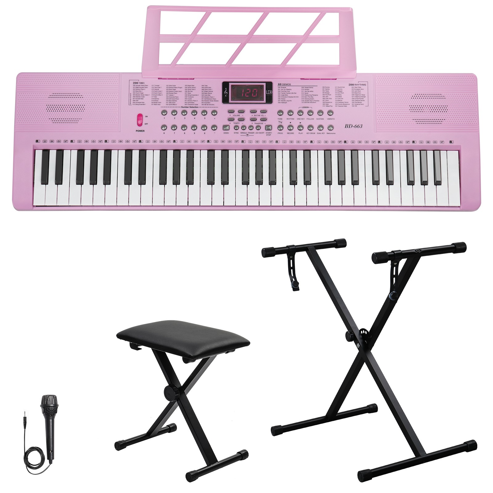 Ktaxon 61 Key Lighting Keyboard with Piano Stand, Piano Bench As a Gift