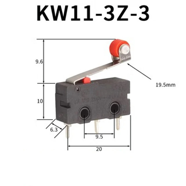 10 PCS  KW11-3Z-3  Micro Switch 2/3Pin NO/NC Mini Limit Switch 5A 250VAC