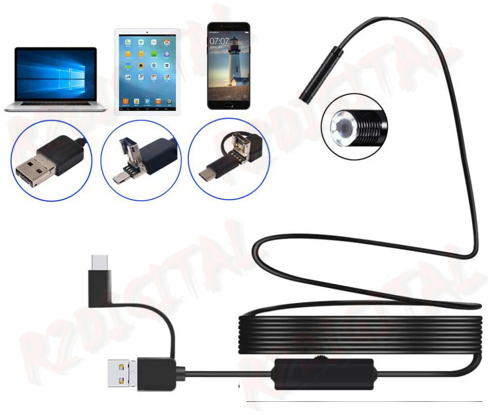FLEXIBLE CAMERA 2Mt LED ENDOSCOPE CAMERA WATERPROOF INSPECTION