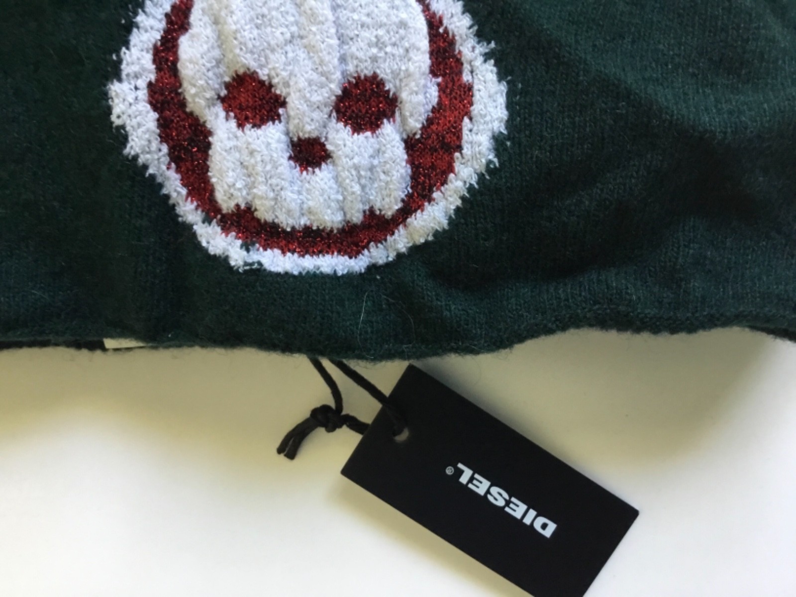Diesel K-Bready Printed Beanie $78 Green Blue Red One Size Wool Blend