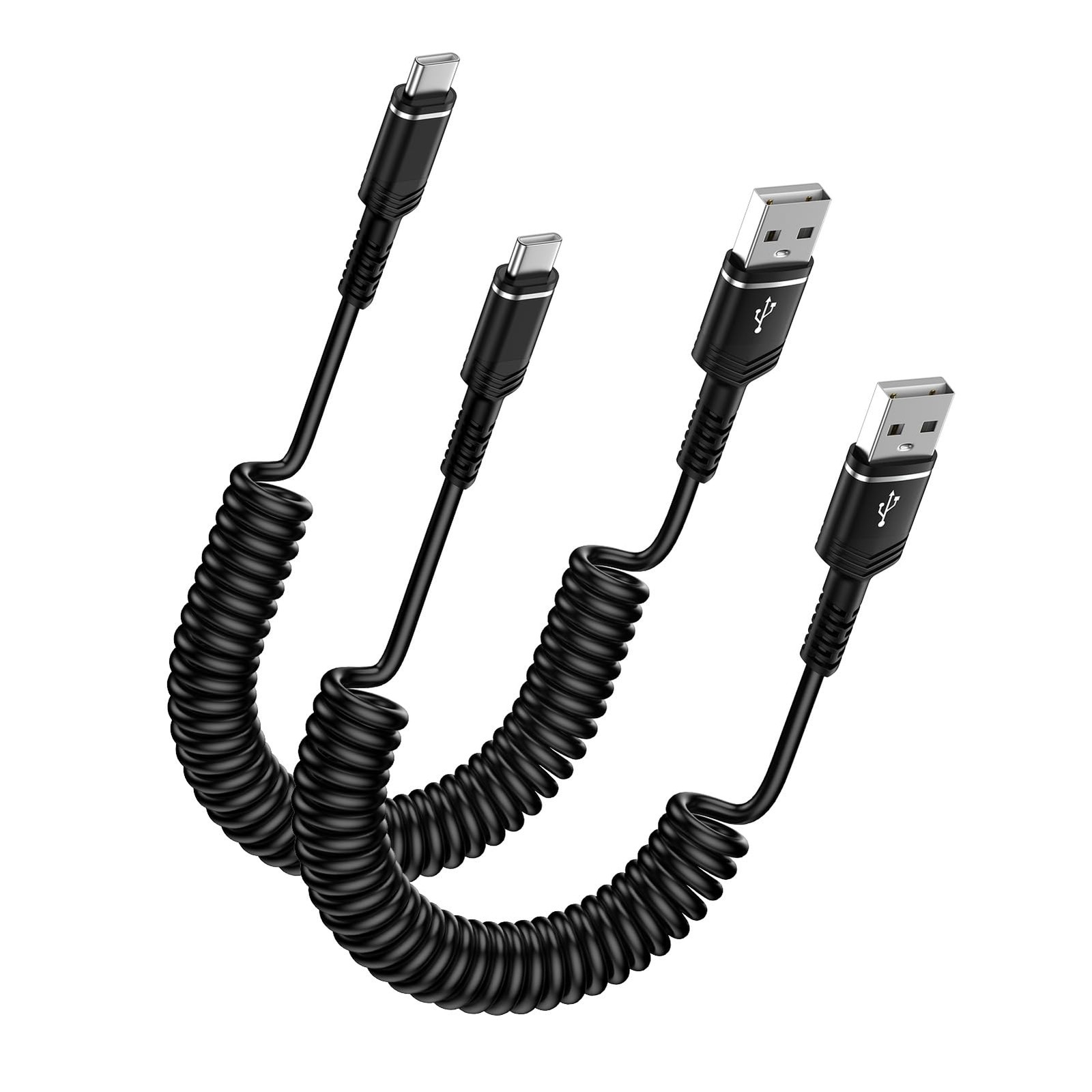 Retractable iPhone 17e Car Charger USB C Coiled Cord Carplay 4-6 feet