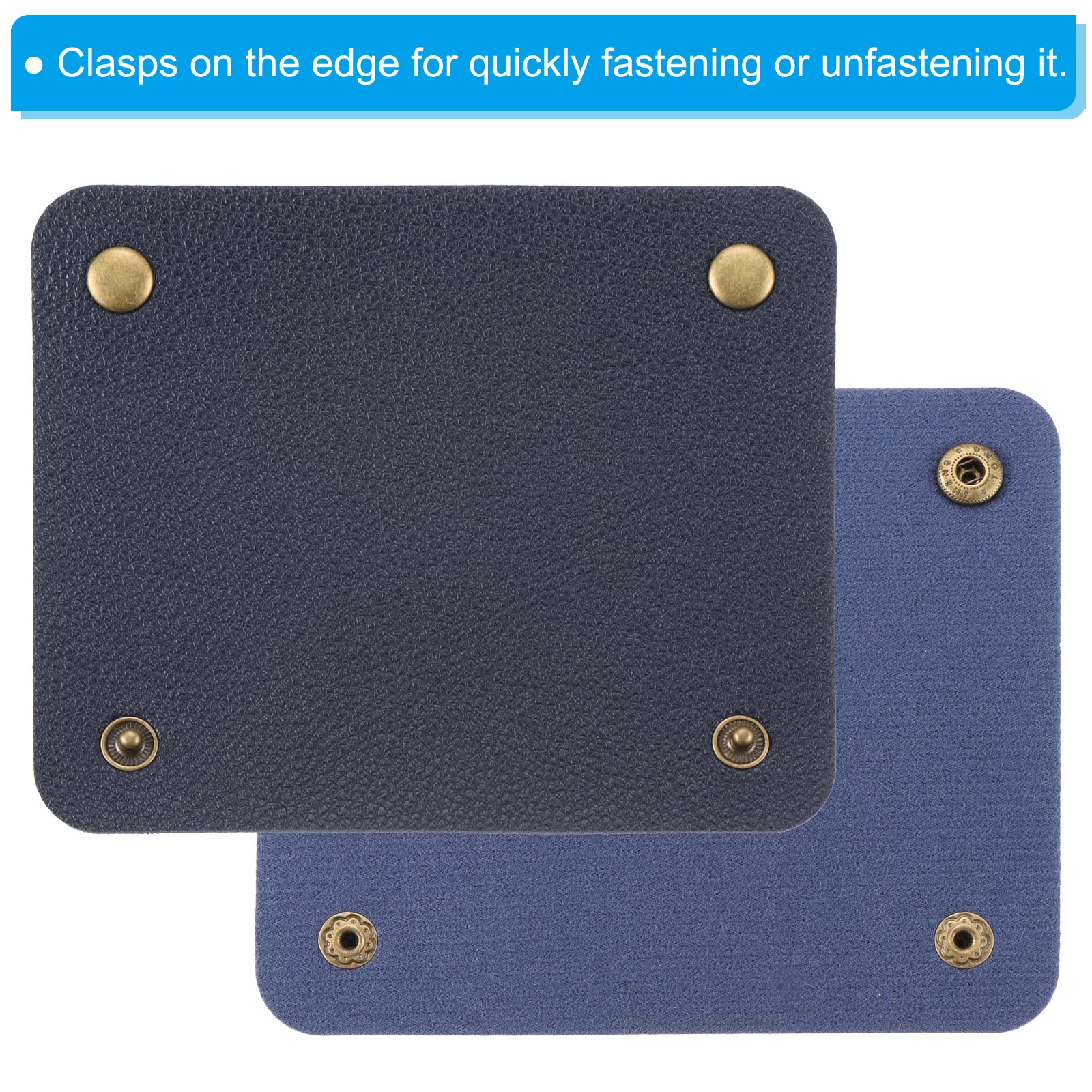 Luggage Handle Wrap, 2 Pack PU Handbag Grip Identifier with Clasp, Dark Blue