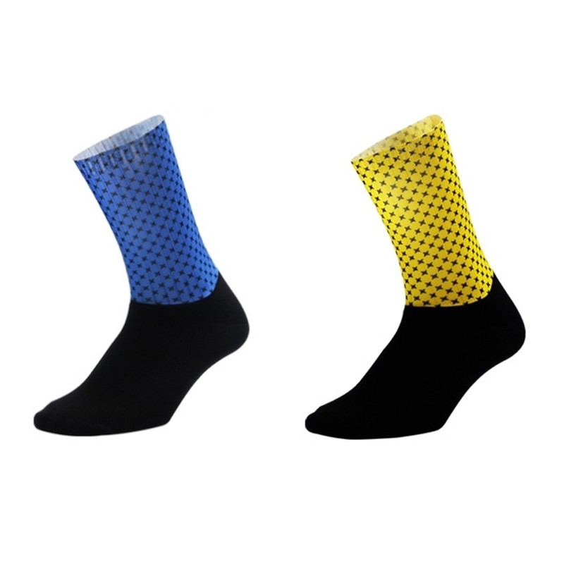 2Pairs Cycling Socks Riding Bicycle Bike Sports Ankle Socks XC MTB Yellow Blue