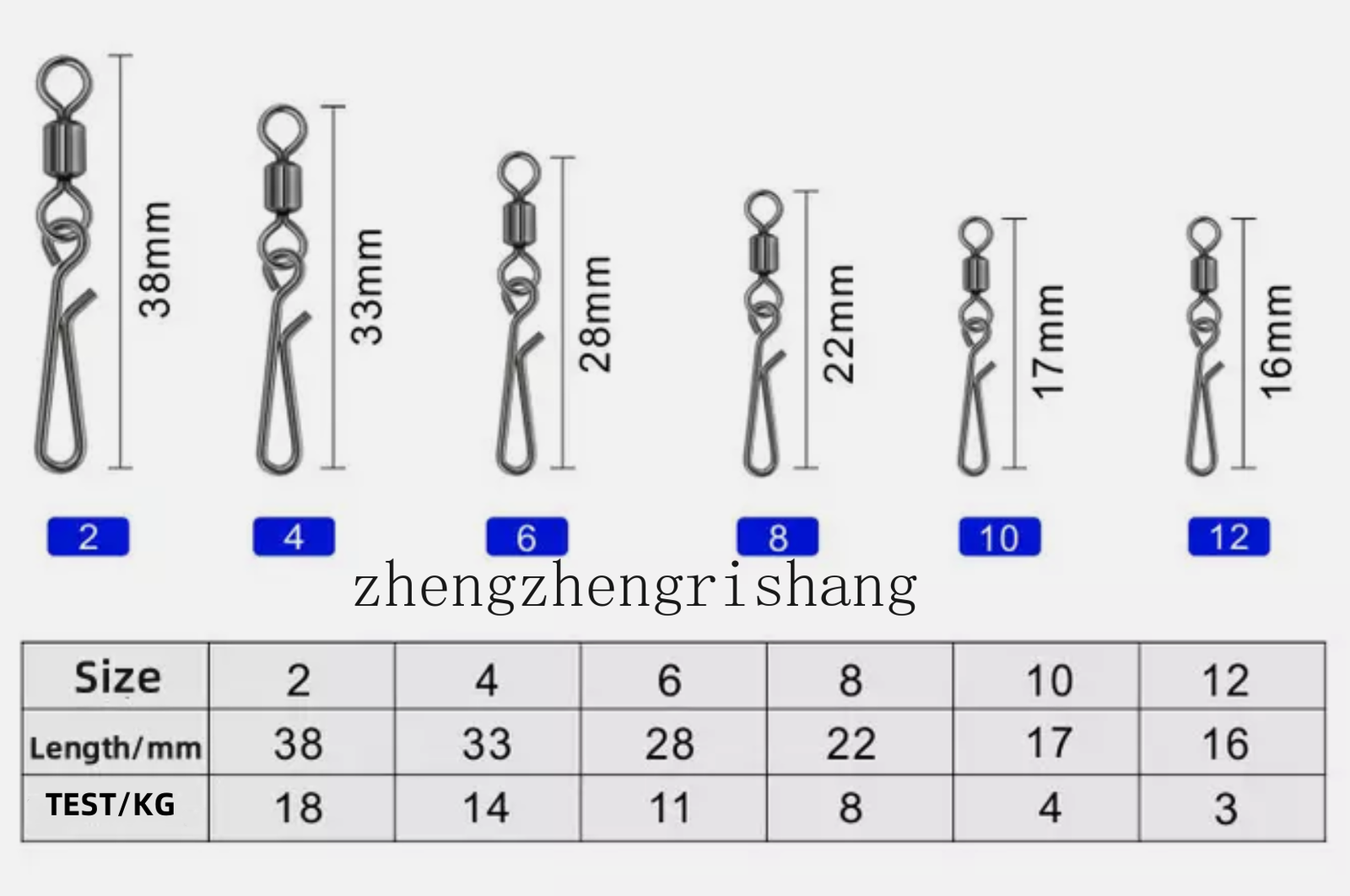 100PCS Stainless Steel Fishing Swivel with Hanging Snap Rolling Swivel Connector