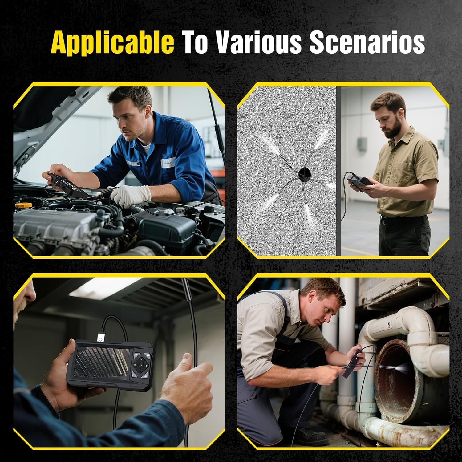 Industrial Endoscope Camera 1080P HD 4.3'' Screen Borescope Inspection Camera US