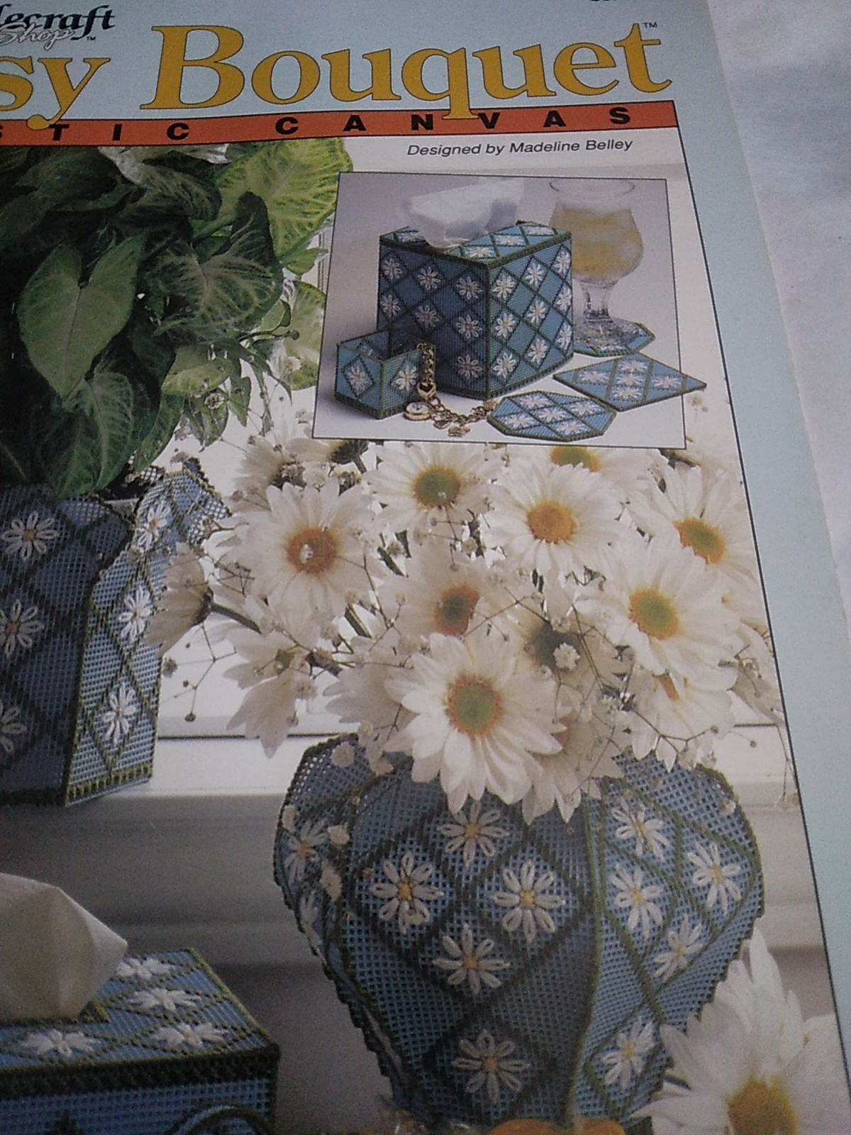 Daisy Bouquet Plastic Canvas Pattern Booklet 89Ph7 Tissue Box Planter Basket