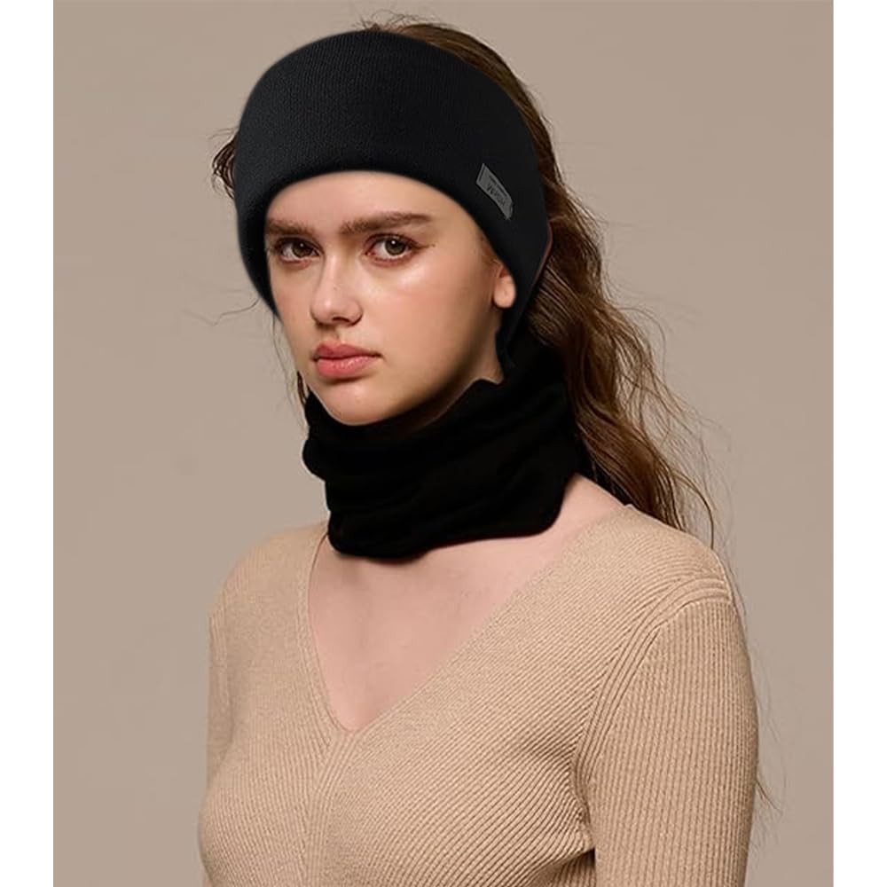 OULIGET Winter Neck Warmer Gaiter Fleece Face Mask Cover,3-in-1 Large, Black