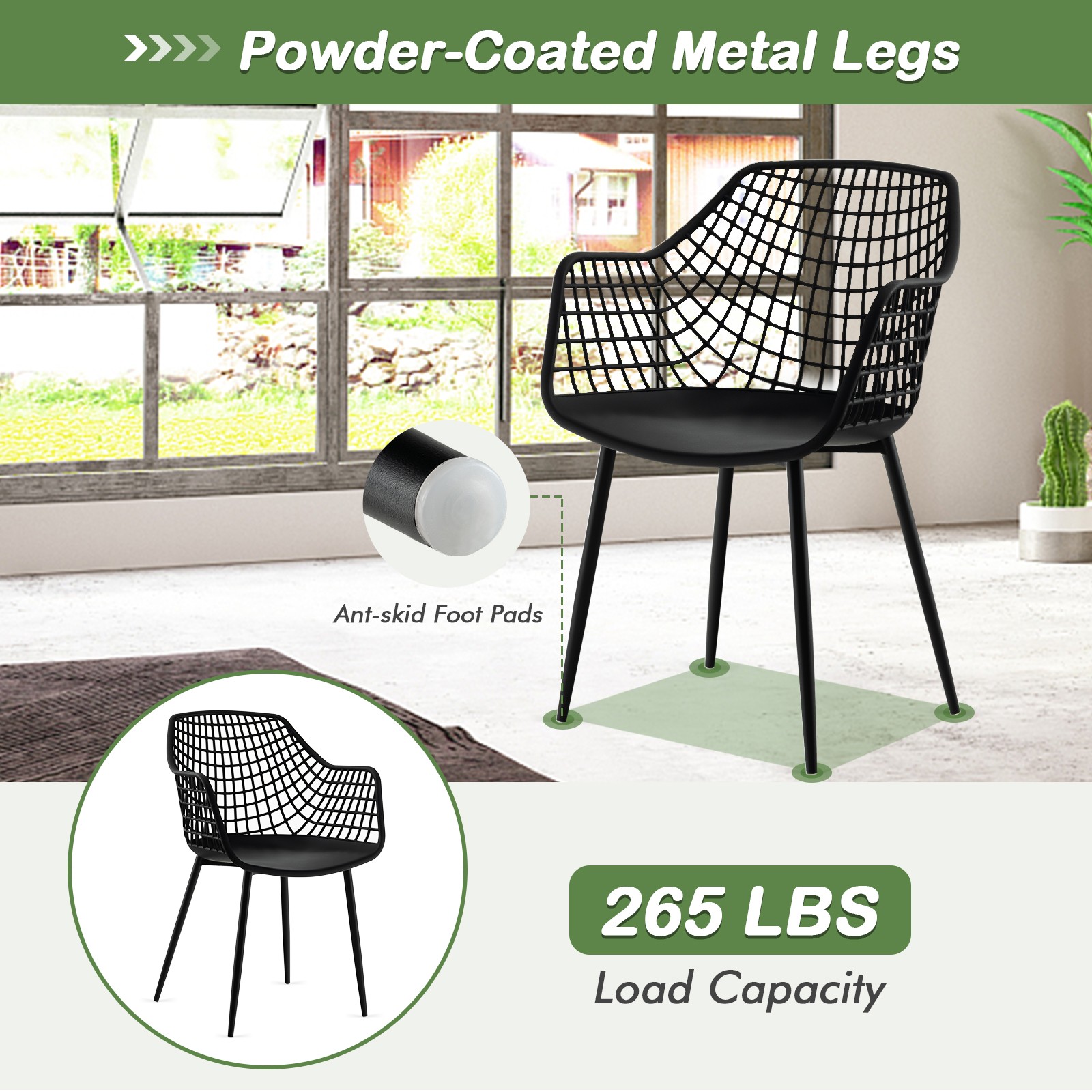 4 PCS Modern Dining Chair Leisure Chair Decorative Chair w/ 4 Metal Legs Black