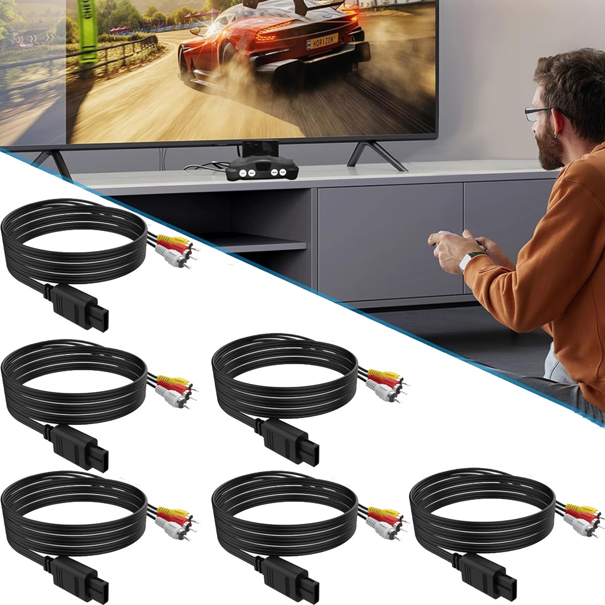 6FT RAC AV TV Audio Video Cable Cord For Super Nintendo SNES N64 Game Cube LOT