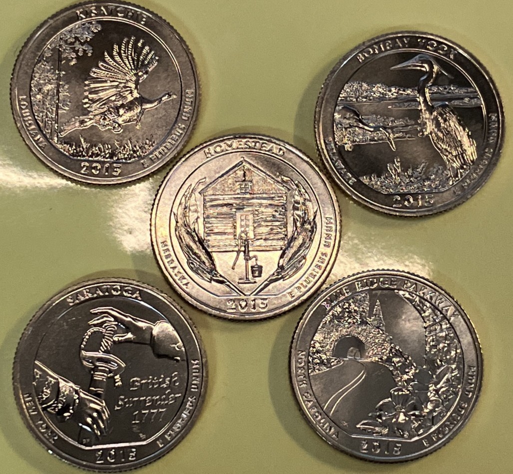 2015 S BU Washington Quarters all 5 coins.