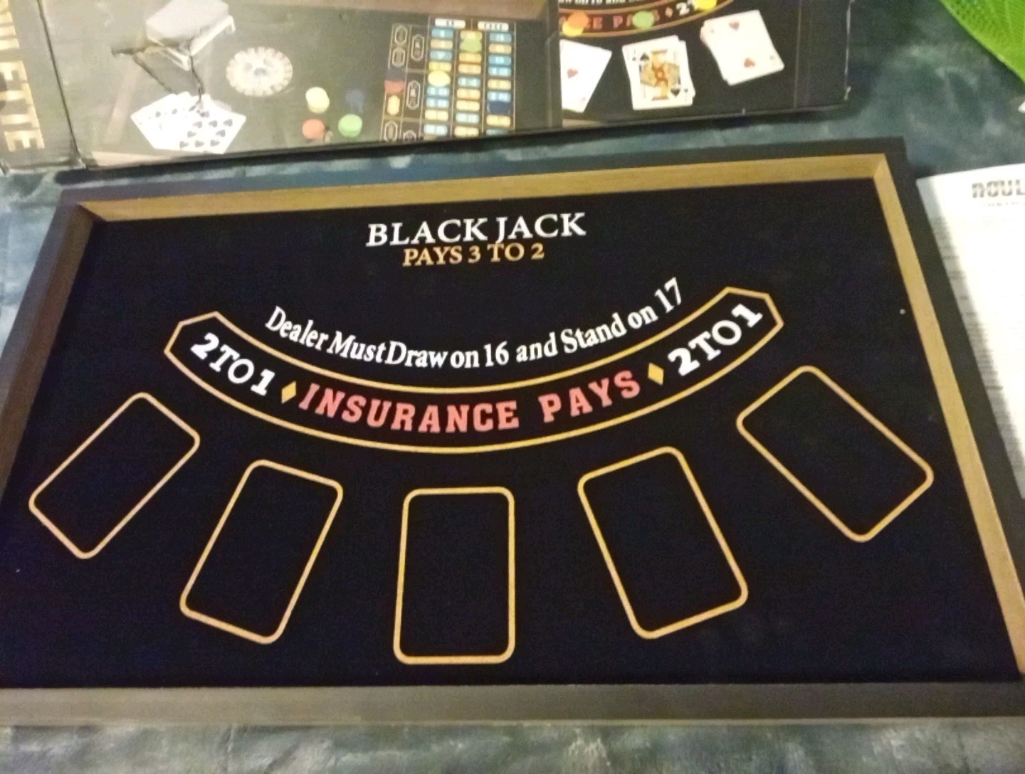 Professor Puzzle Home Casino Set Blackjack & Roulette Double Sided Tabletop Game