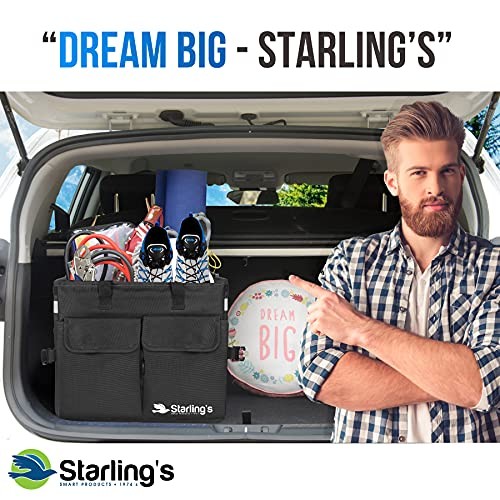 Car Trunk Organizer Super Strong, Foldable Storage Cargo Large with Lid Black