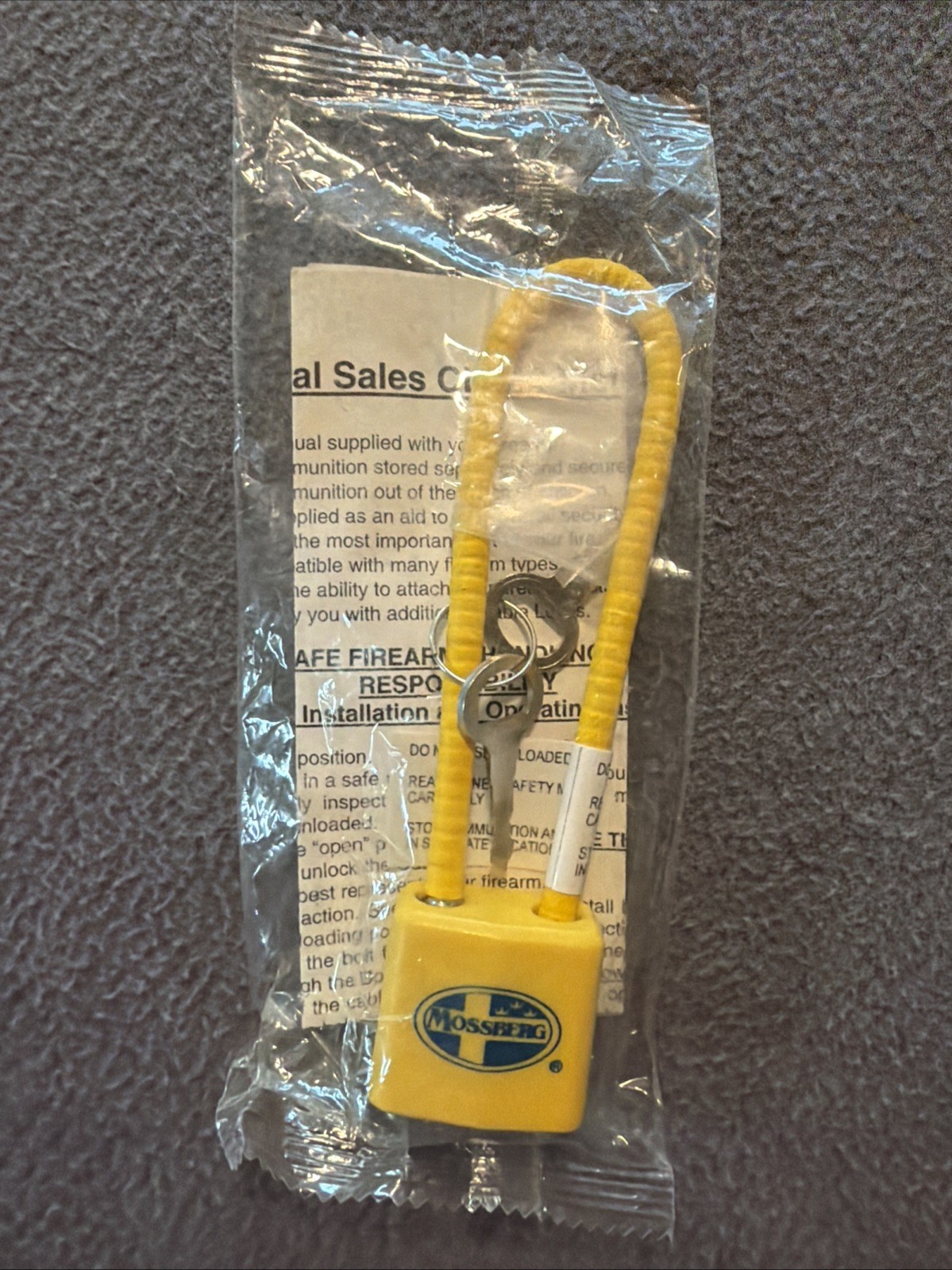 Mossberg Yellow Cable Gun Firearm Padlock Lock New In Pack Brand New 2 Keys
