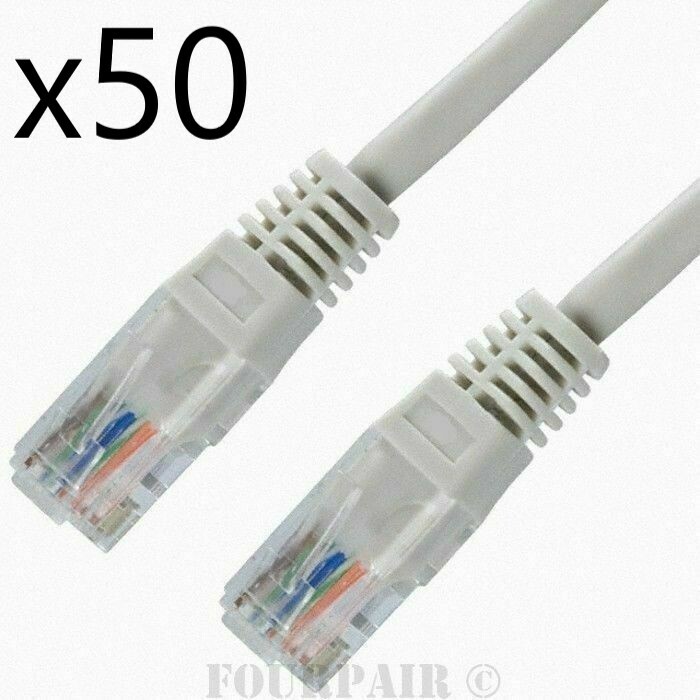 50 Pack Lot - 2ft CAT6 Ethernet Network LAN Router Patch Cable Cord Wire Gray
