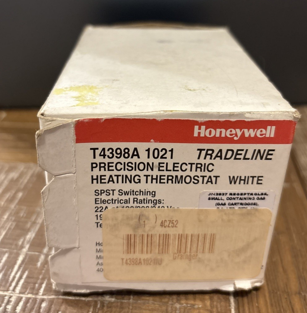 Honeywell T4398A 1021 Tradeline White Precision Electric Heating Thermostat