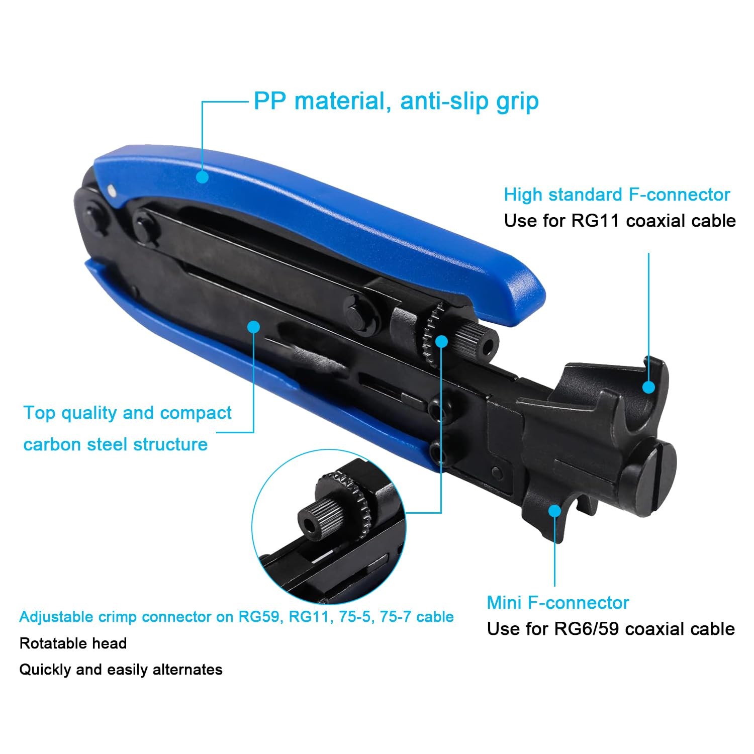 Coax Cable Crimper Tool Kit Coaxial Compression Tool (Type 3)