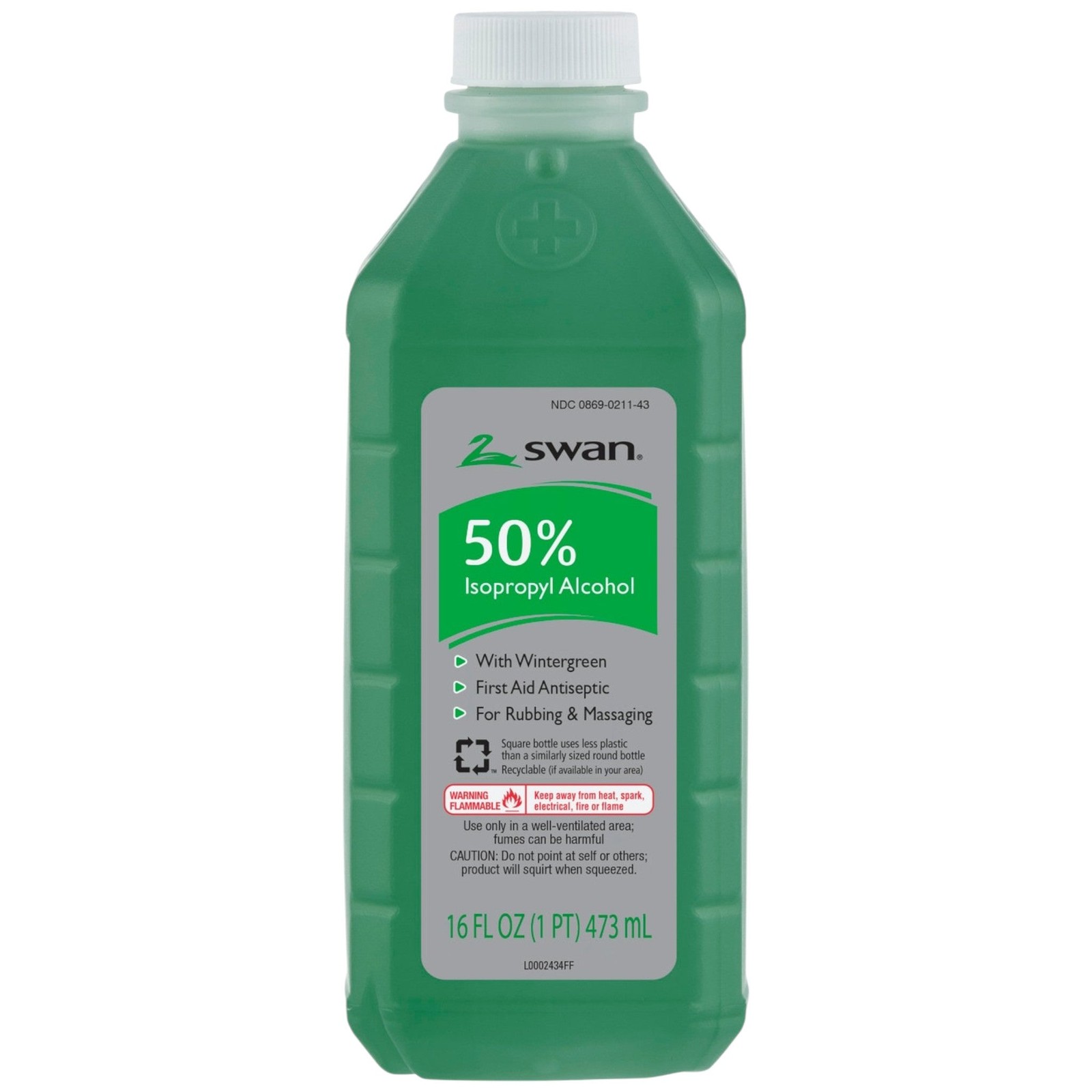 Swan 50% Wintergreen Isopropyl Alcohol First Aid Antiseptic, 16oz.