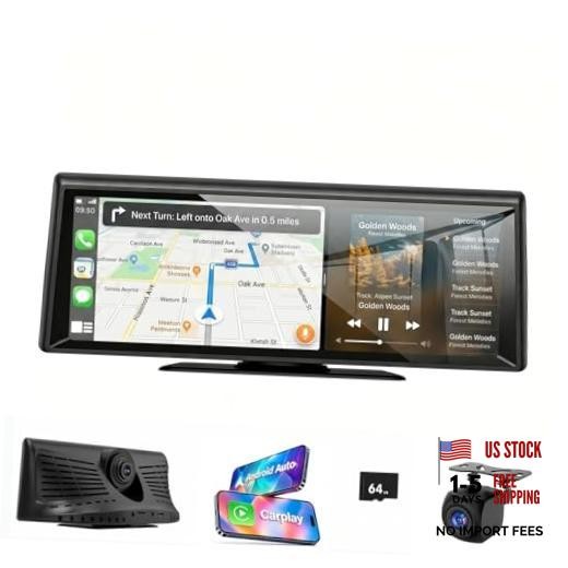 8.1" Wireless CarPlay Screen with 2K Dash Cam & 1080P Backup 8.1 Inch CarPlay