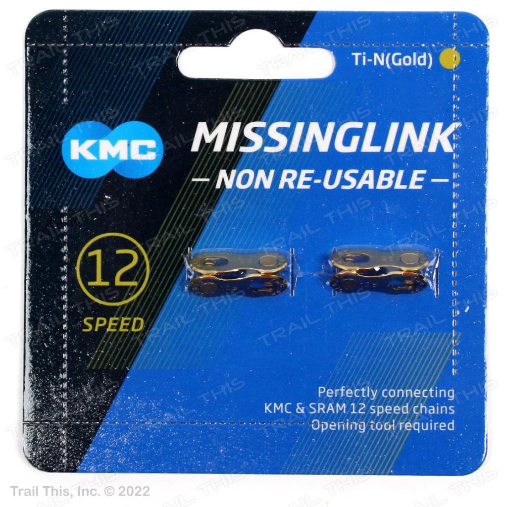 Two (2) Pack KMC 12-Speed Gold Missinglink Bike Chain Links fits Shimano SRAM