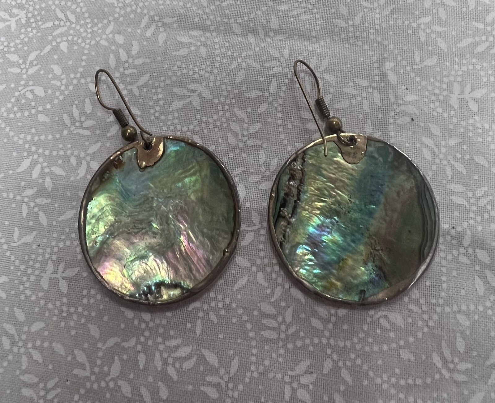 Pretty Abalone Shell Earrings Pierced Hook Type