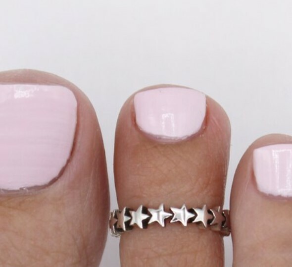 Solid Metal 925 Sterling Silver For Women's Star Band Adjustable Toe Ring