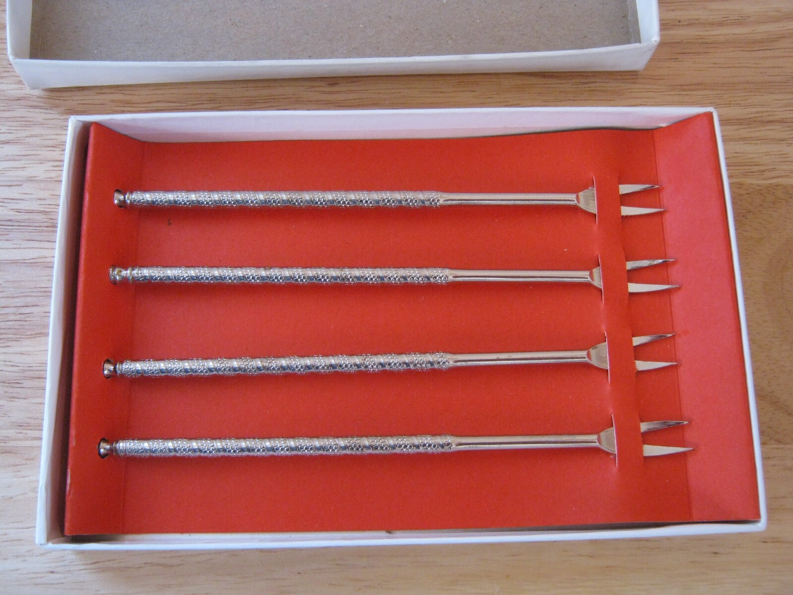 Vintage Stainless Steel Seafood Forks Set of 4 New In Original Box