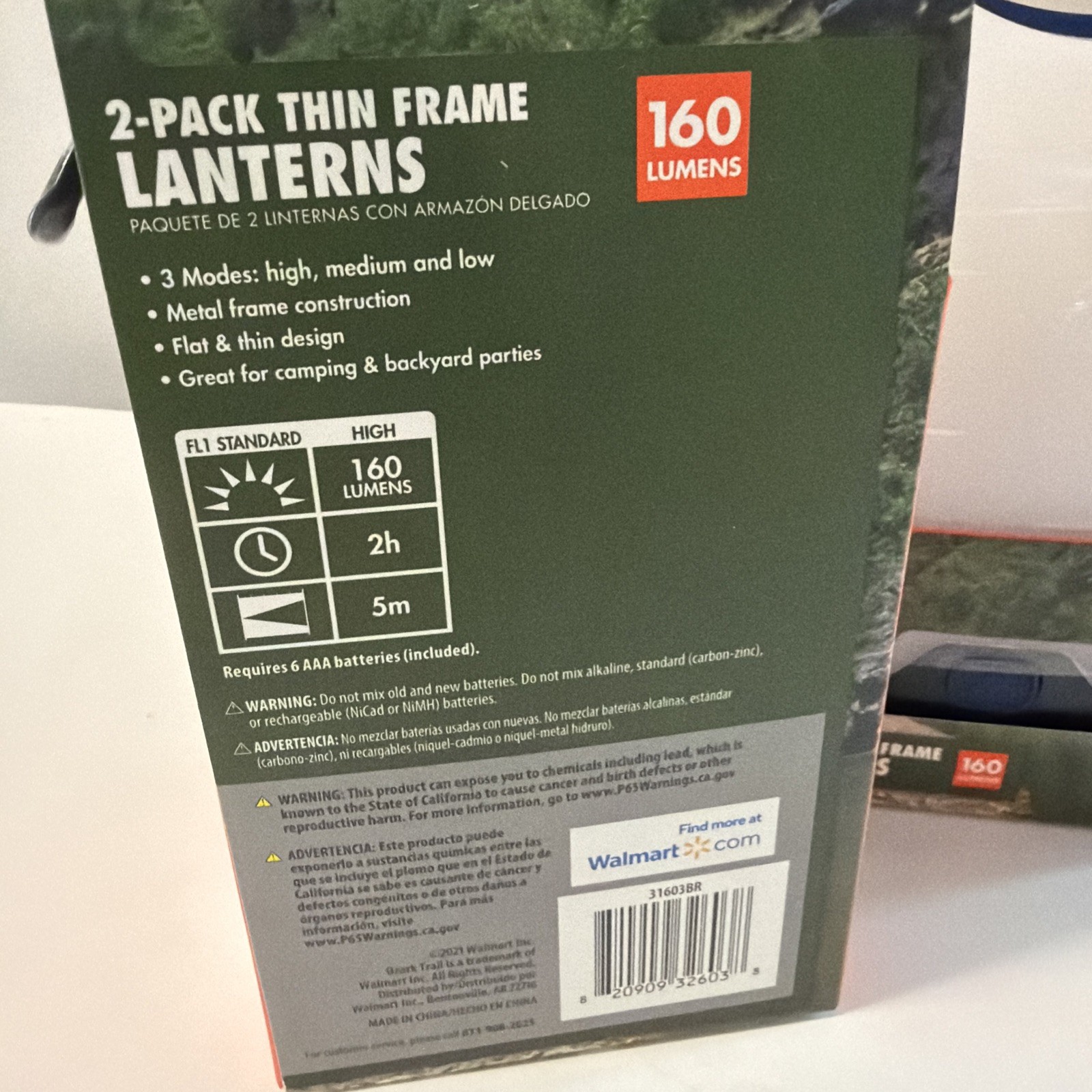 Ozark Trail 160 Lumen LED Aluminum Thin Frame Battery Lanterns