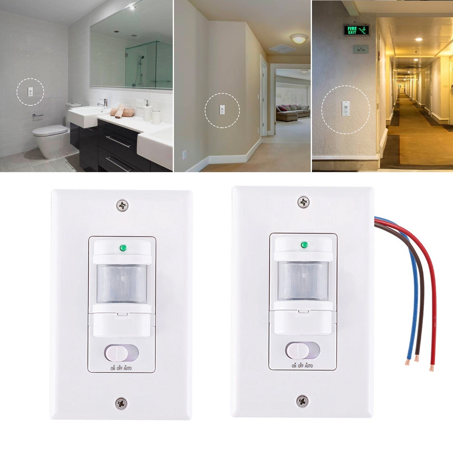 3PCS Automatic PIR Occupancy Motion Sensor Light Switch Auto On/Off Infrared