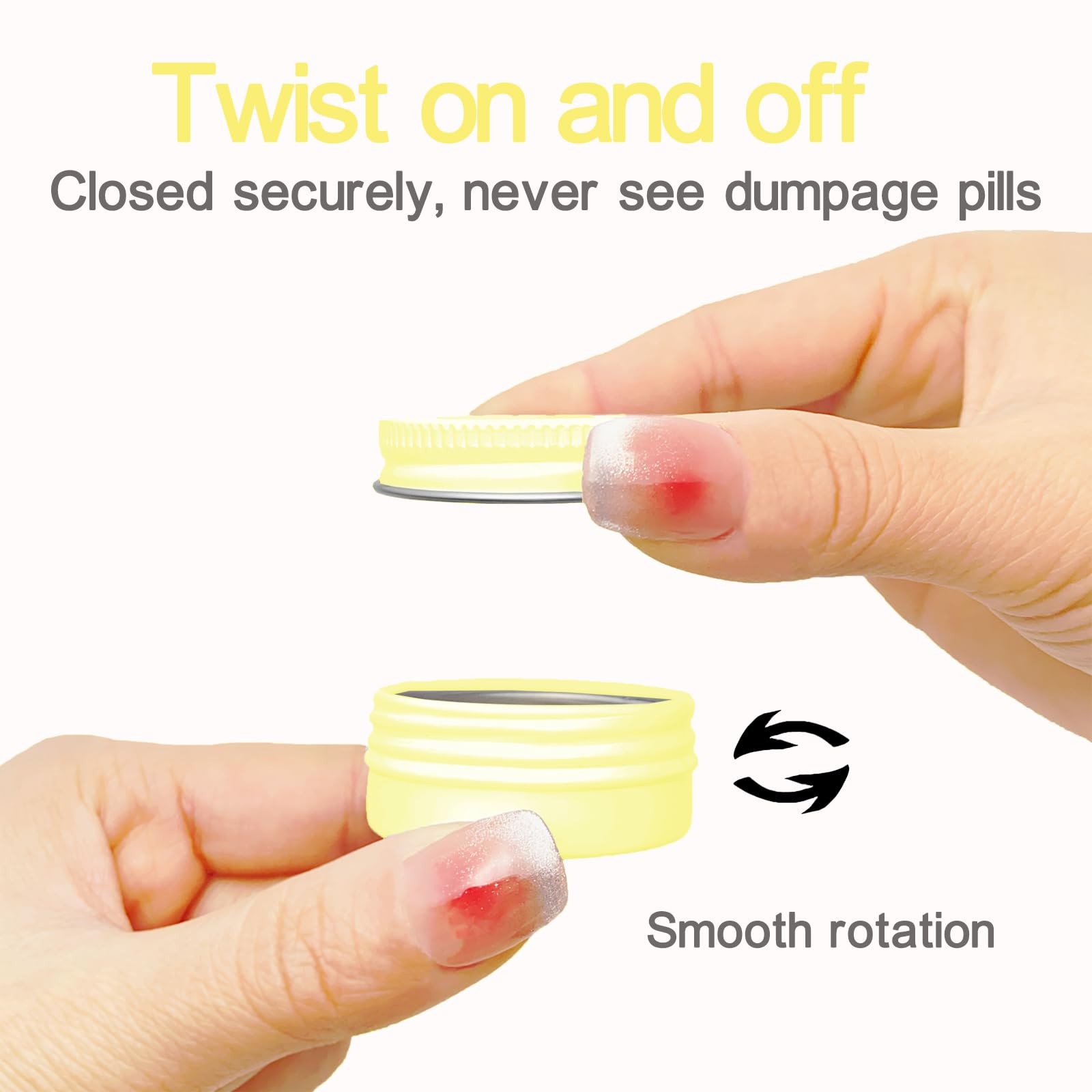 Extra Small Single Pill Box for Purse (3 Pack) Aluminum Screw Top Pill Container