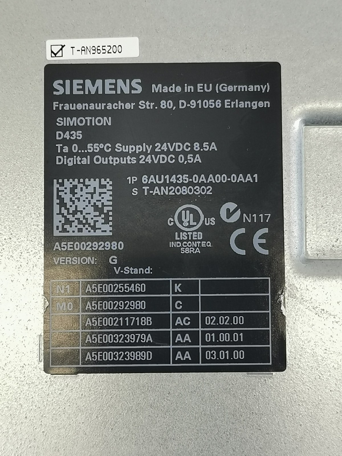 Siemens Sinamics Double Motor Module 6AU1435-0AA00-0AA1 VER:G
