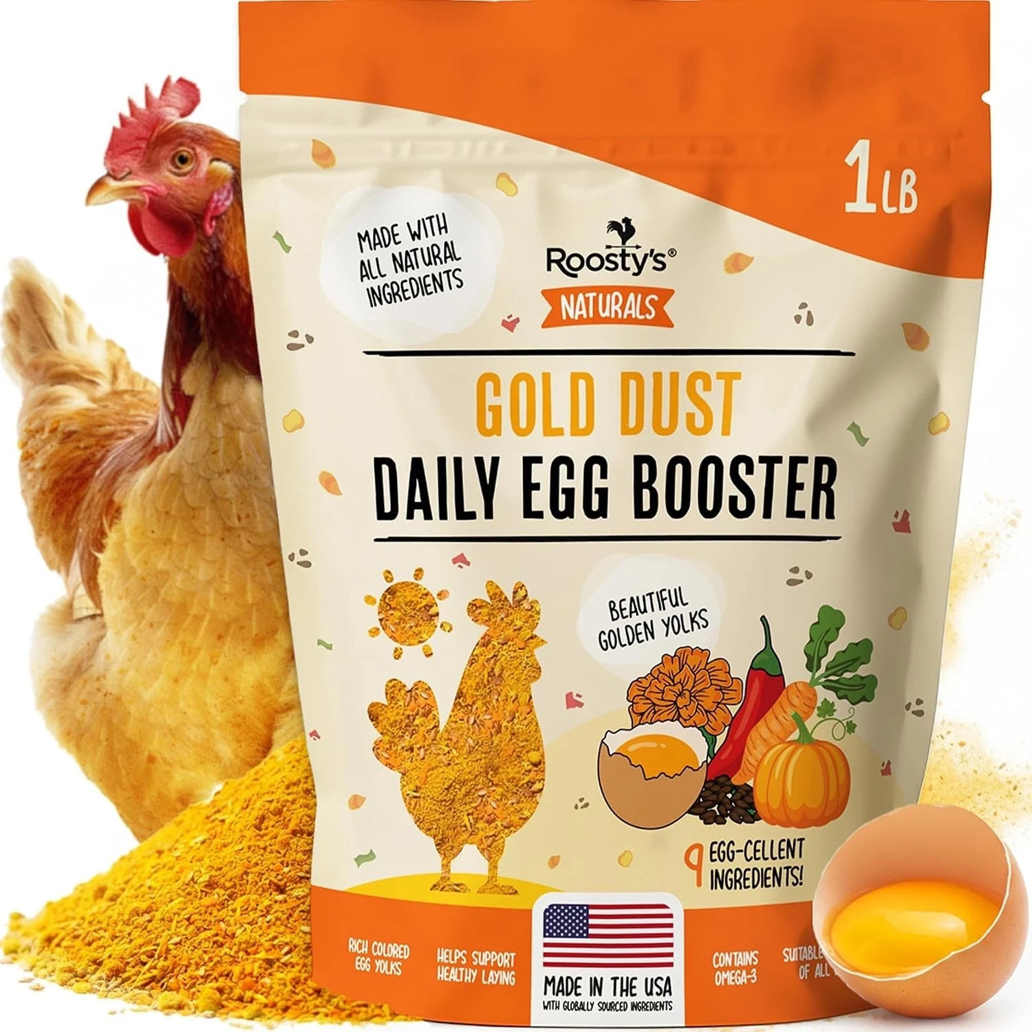 Roosty's Naturals Gold Dust -Daily Egg Booster -  1 lb Bag
