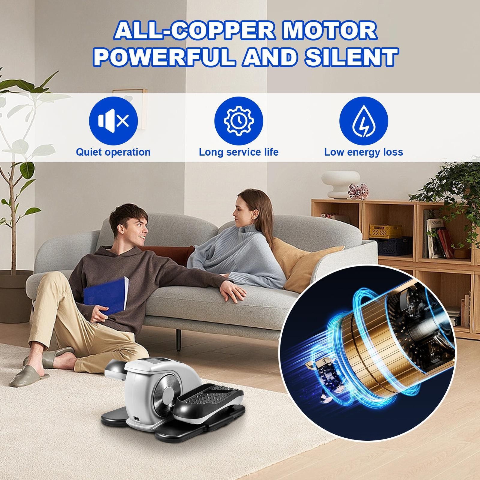 Under Desk Elliptical Machine Portable Electric Leg Exerciser with Remote