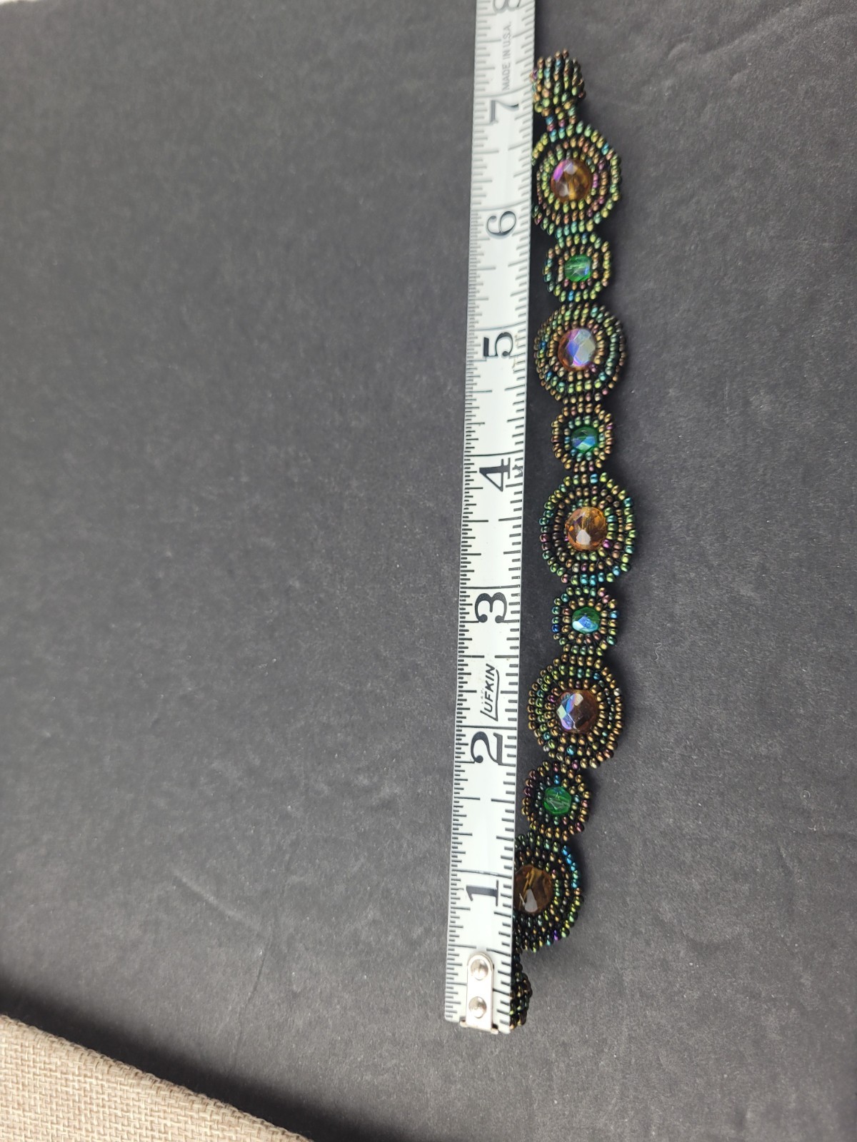 Iridescent Seed Bead Bracelet 7" Magnetic Clasp