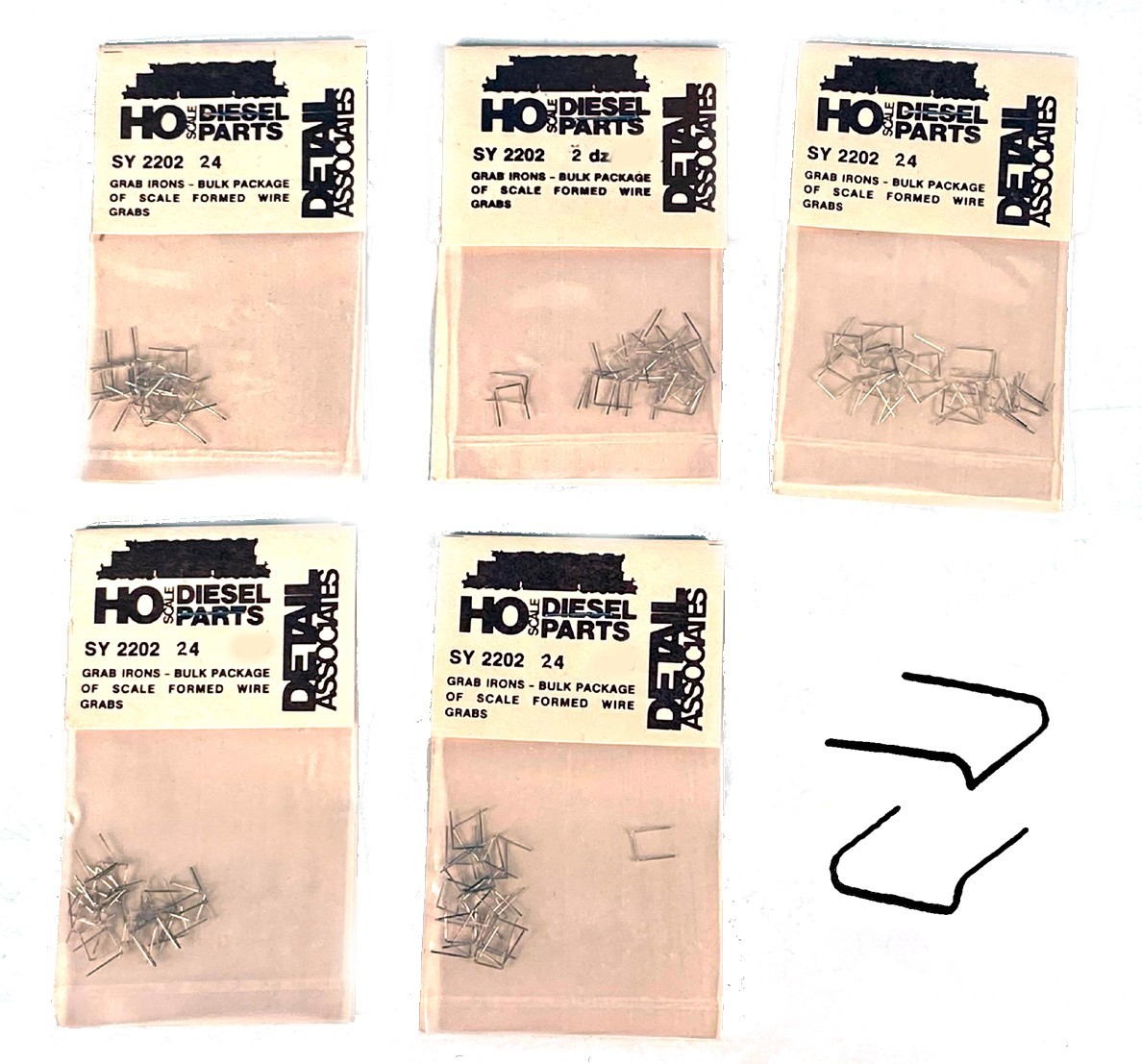 HO DETAIL ASSOCIATES SY-2202 --- GRAB IRONS (LOT OF 5) --- NIB