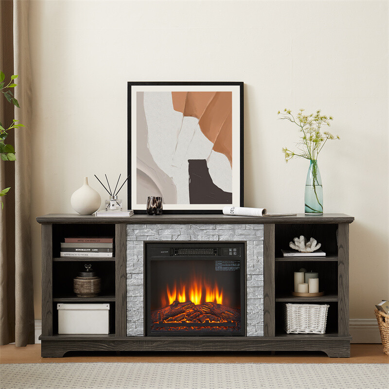58" Fireplace TV Stand w/18"Electric Fireplace for TVs up to 65" for Living Room