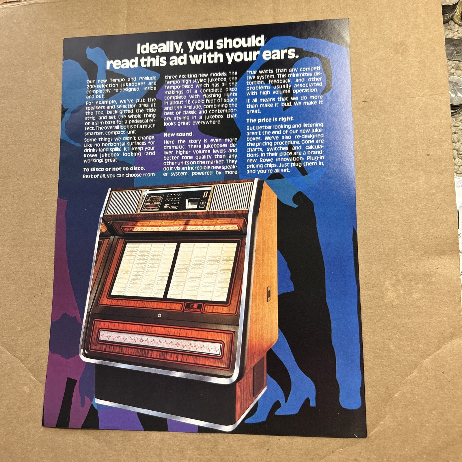 original Ad 11-8" Rowe Jukebox FLYER  Vinyl 45 200 Selection Tempo Prelude